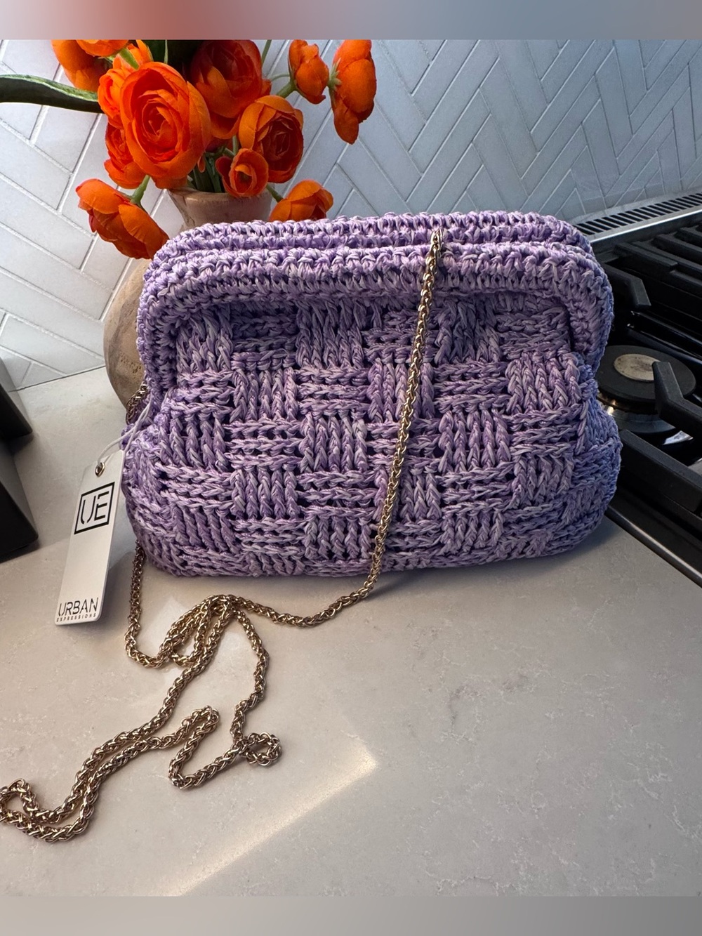 Urban Expressions Lavender Crochet-Trim Women's Tote